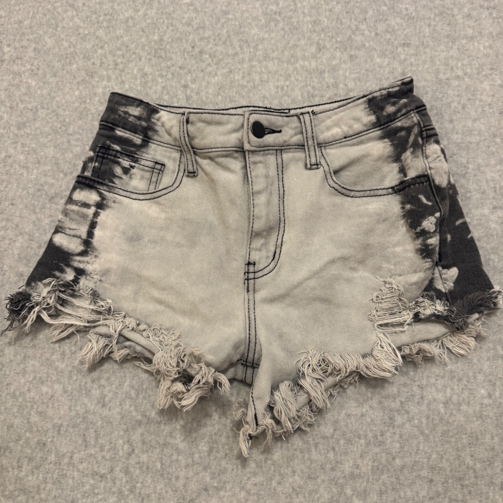 L.T.J Letter to Juliet Gray Acid Wash Distressed Denim Shorts XS Concert